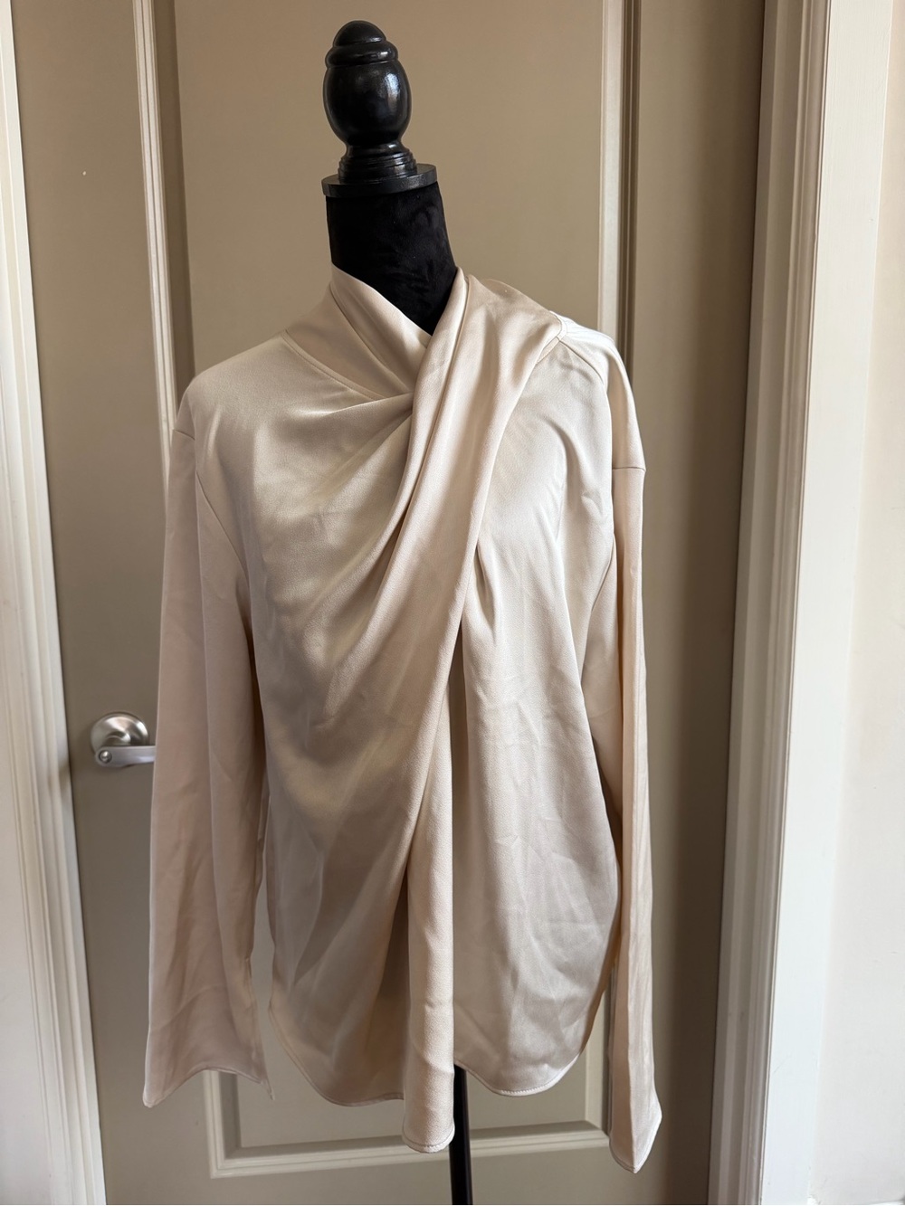 H&M Draped Long-Sleeve Top - Cream